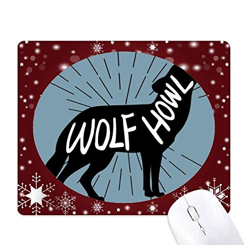 Tapis de souris loup noir décor d'hiver pour un espace de travail chaleureux