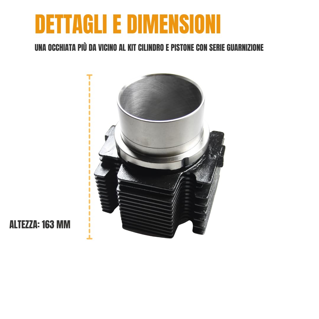 Generico Kit Cilindro e Pistone + Serie Guarnizione Completa e Paraoli Adattabile per Motore Lombardini Diesel LDA 510 per Motozappa e Motocoltivatore