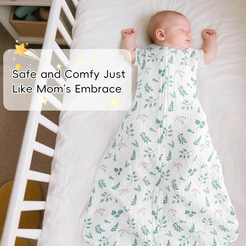 Image of david's kids Muslin Cotton Baby Sleep Sack 18-24 Months, 2 Pack 100% Cotton Sleeping Bag for Summer, TOG 0.5 Baby Wearable Blankets with 2-Way Zipper, Soft Sleep Sacks for Newborn Infant, Forest