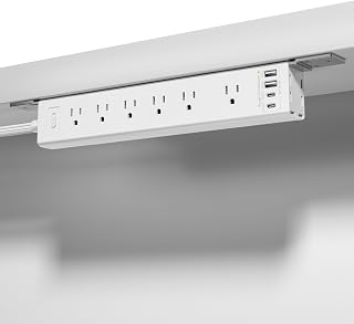 360° Mountable Surge Protector Power Strip with 4 USB Ports (2 USB C), 6 FT Electrical Outlet & Flat Plug Extension Cord for Under Desk, Wall, or Corner Mount (White)