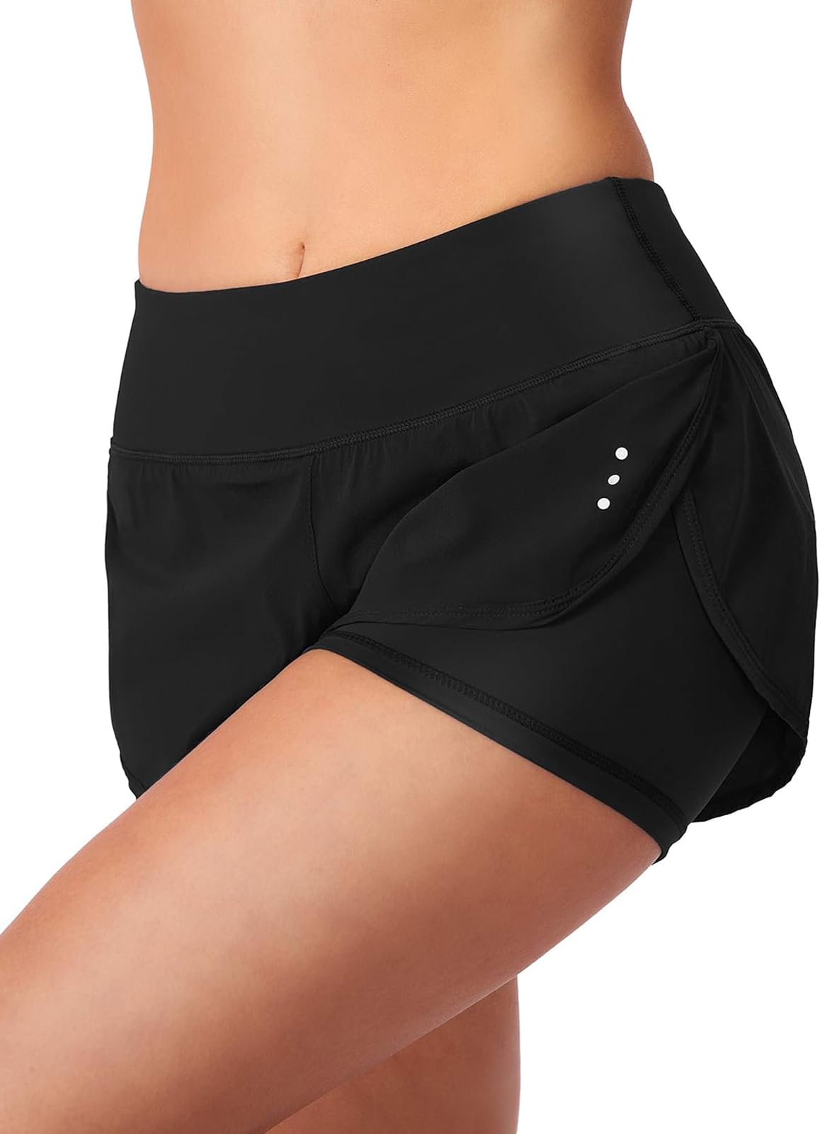 Sport Shorts Damen Sommer Sporthose Damen Kurz Hose 2 in 1 Laufshorts Schnelltrocknend Running Gym Training Fitness Yoga Jogging Shorts mit Taschen