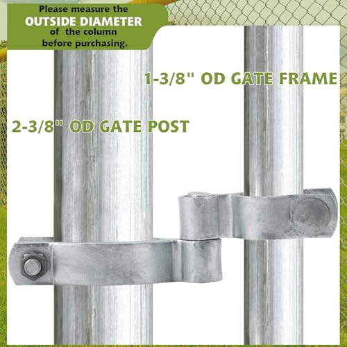 WYipolzi 4 Pack 1-3/8" x 2-3/8" Chain Link Fence Gate Post Hinge Kit,Galvanized Steel Chain Link Fence Gate Hinge with 2 PCS Female Hinges and 2 PCS Male Post Hinges, Bolts & Nuts Included by WYIPOLZI - Image 3
