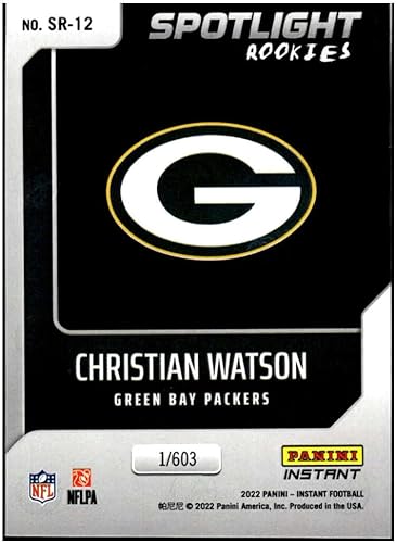 Miniatura 2 de CHRISTIAN WATSON RC 2022 Panini Instant Spotlight ROOKIE /603#BW12 Packers NM+-MT+ NFL Football