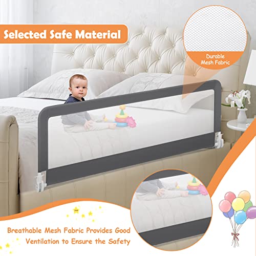 Honey Joy Bed Rail For Toddlers, 59-In Extra Long, Portable Safety Bed Guardrail W/Double Safety Child Lock, Foldable Baby Bed Rail Guard, Fit King & Queen Full Twin Size Bed Mattress (1 Pack, Gray) #TOP1