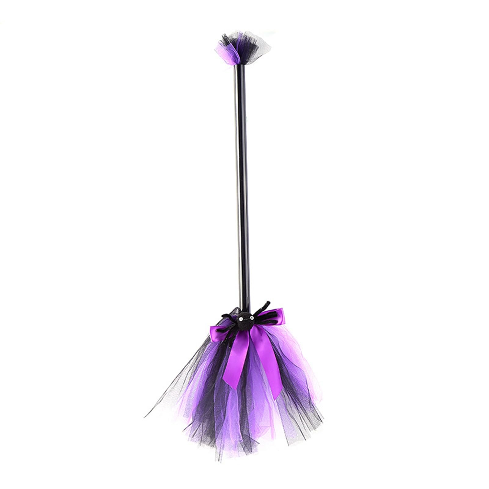Halloween Witch Broomstick Prop - Purple Cosplay Broom For Witch Costumes & Party Decor