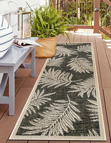 Rugshop Leaf Design for Patio Rugs,Deck Rugs,Balcony Rugs Indoor/Outdoor Runner Rug 2' 3