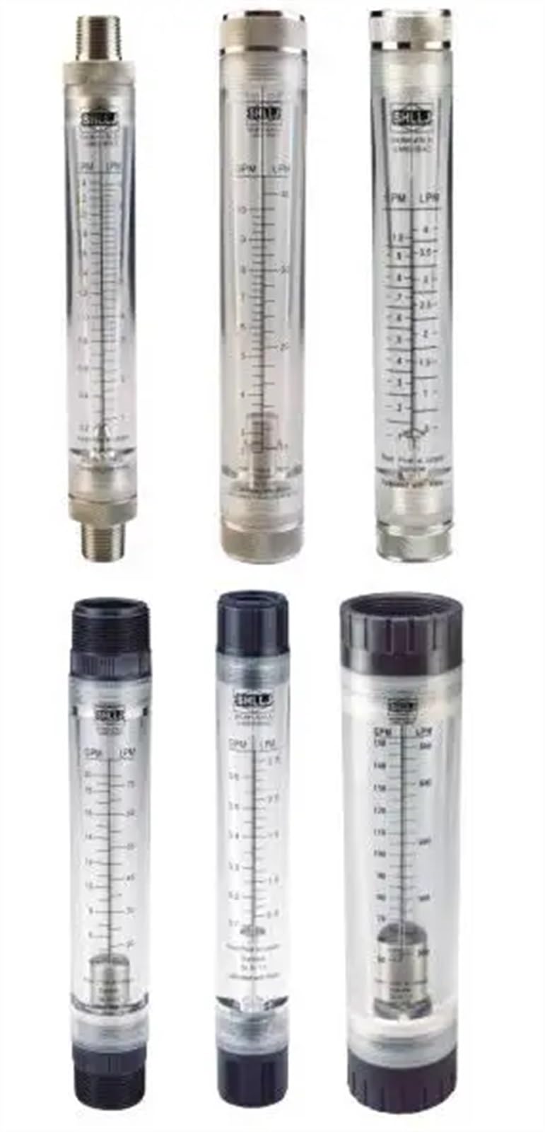Rotámetro acrílico for tubería de agua, LZM-25G, H2O, líquido/gas de aire, medidor de flujo industrial, accesorio de acero inoxidable BSPT o NPT de 1" | 40-400 m3Ph for gas