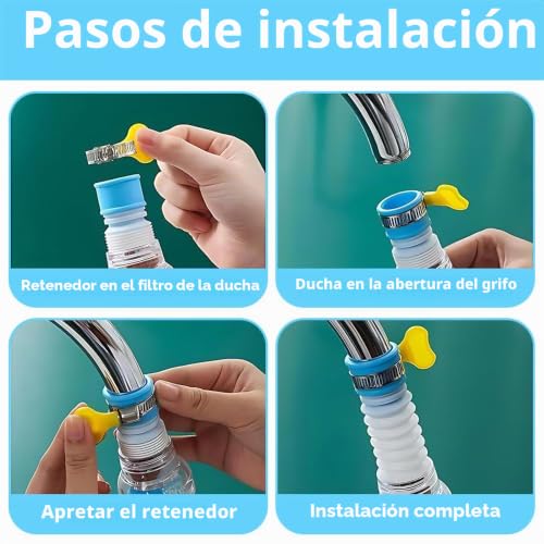 Miniatura 4 de Xingsui Boquilla De Grifo Giratoria A Prueba De Salpicaduras De 2 Piezas, Dispositivo De Ahorro De Agua Del Grifo, Utilizado En Grifos Plegables De Cocina, Baño Y Ducha 2 Colores