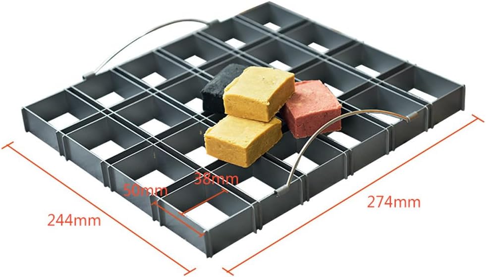 24 Cavity Rectangle Pineapple Cake Molds with Tamper, Carbon Steel Pressing Stamp Mooncake Mould Fondant Cookie Biscuit Molds DIY