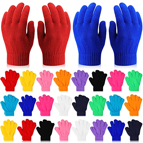 Handepo 24 Paar Kinder Strickhandschuhe – Leuchtende Farben