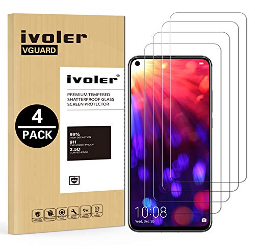 VGUARD [4 unidades] Protetor de ecrã para Huawei Honor View 20, vidro temperado premium para Huawei Honor View 20