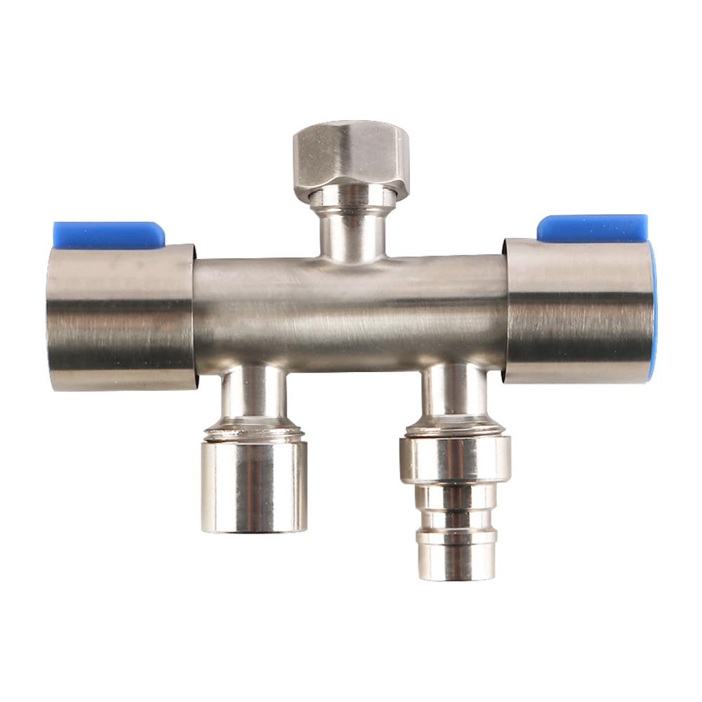 Muiltvoe Triangle Valve Faucet 1/2" Brass Hose Connectors Dual Control Tap Water Pipe Hose Adapter Sink Faucets Splitter for Washing Machine Toliet Garden