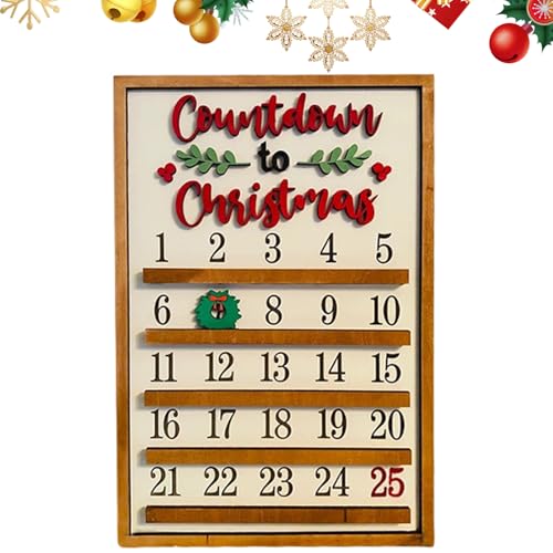 PLUSHCEWT Calendario dell'Avvento di Natale 2024 Cursore Conto alla Rovescia Decorazioni Natalizie in Legno Novità Della Tavola Festa Decorazione per la Scrivania Interna per ufficio a casa