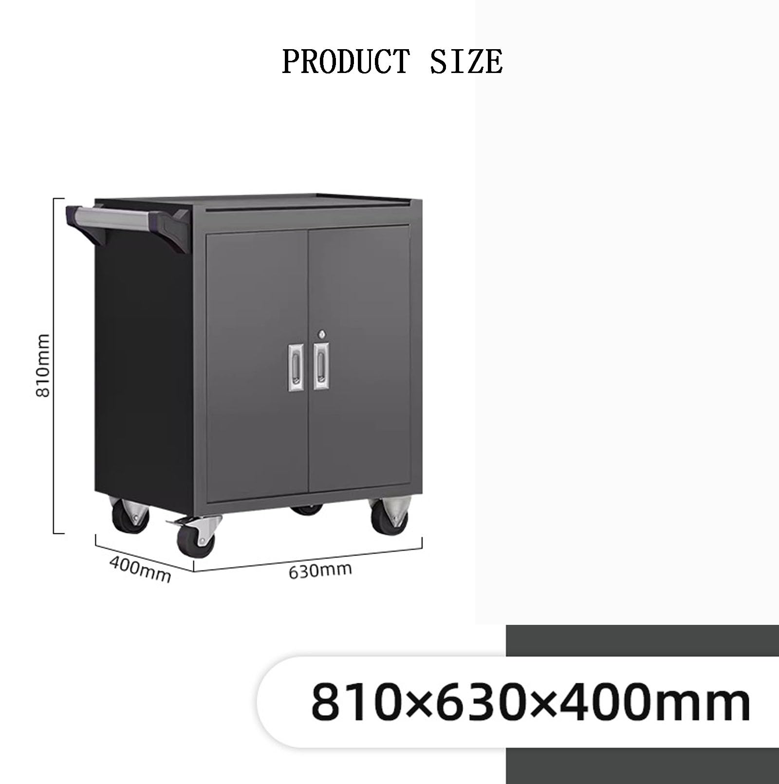 Armadietto portautensili resistente con 2 cassetti e 2 ante, ruote e maniglia per una facile mobilità, blu (stile 1)