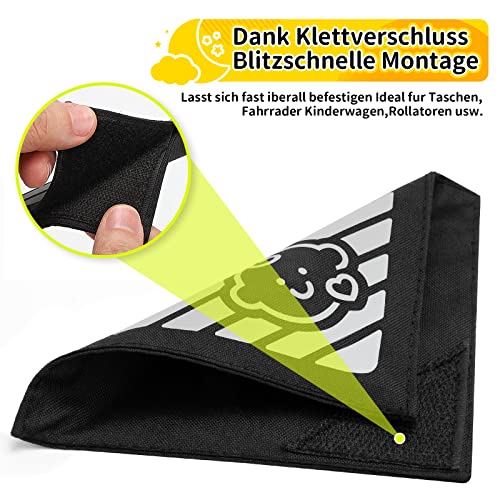 4 Stück Reflektoren für Kinderwagen Universal Sicherheits Reflektoren mit Klettverschluss,Ideal für Buggy, Fahrräde, Anhänger und mehr,Süsses Babys & Wolken Mond Sterne Motiv-Schwarz