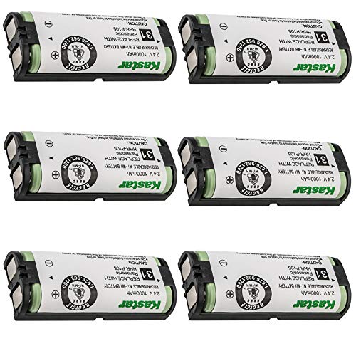 Kastar 6-Pack HHR-P105 Type 31 Battery Replacement for Panasonic HHR-P105 HHR-P105A KX-2420 KX-2421 KX-2422 KX-TG5779 KX-6702 KX-FG2451 KX-TG2411 KX-TG2424 KX-TG2620 KX-TGA241 KX-TGA570 KX-TGA670