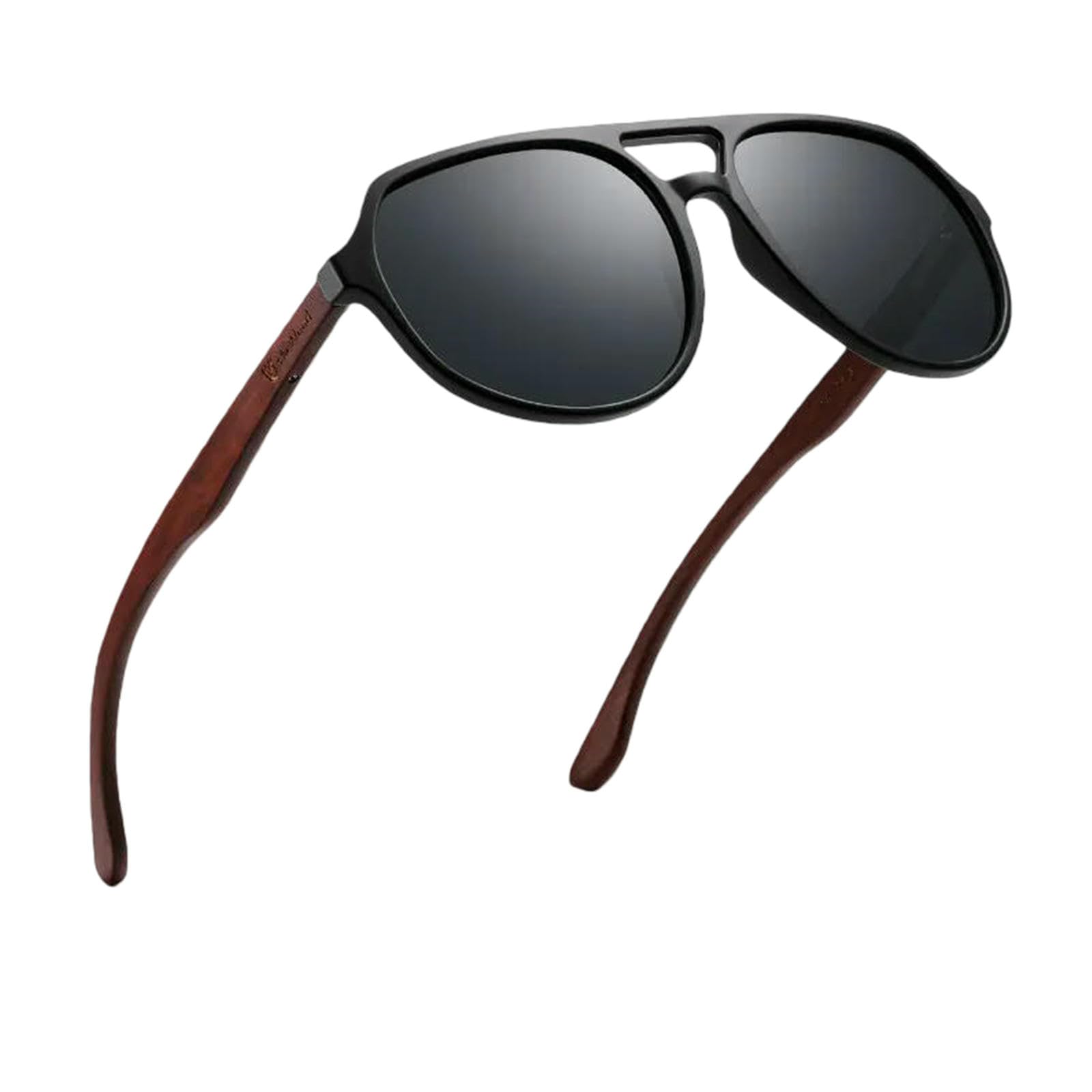 Lunettes de soleil double pont branches bois pour escapades et ville