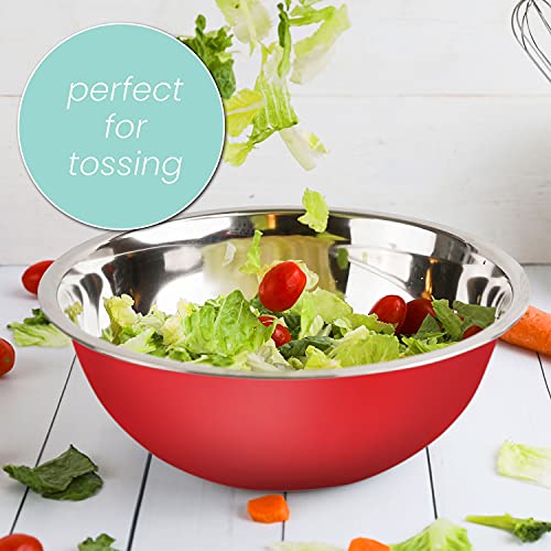 WHYSKO Meal Prep Stainless Steel Mixing Bowls Set, Home, Refrigerator, and Kitchen Food Storage Organizers | Ecofriendly, Reusable, Heavy Duty (Red) by WHYSKO - Used condition - Image 3