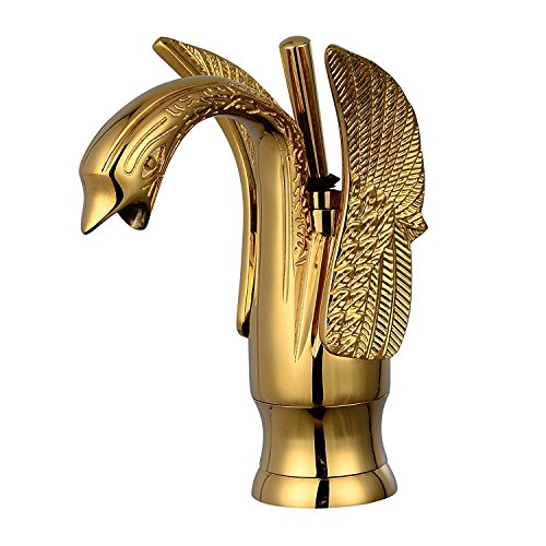 🔥 Flash Sale Gold Bathroom Faucet GGStudy Swan Shape Single Handle One Hole Bathroom Vanity Faucet Basin Tap Deck Mount Lavatory