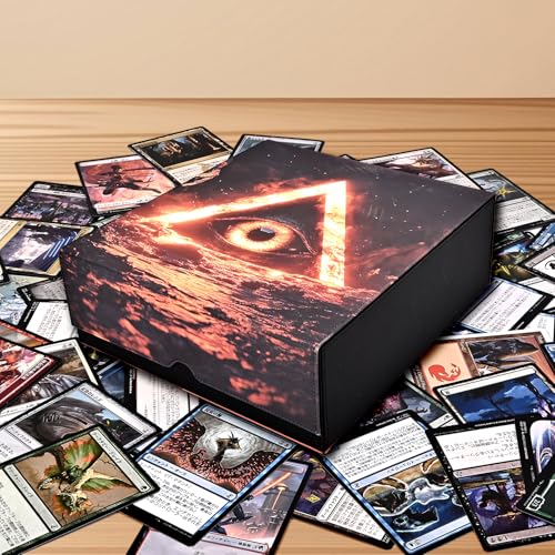 Card Storage Box, Trading Card Deck Box Holds 3000+ with 24 Dividers & 4 Card Supporters - Leather Printing Magnetic Closure Card Storage Case Fits TCG CCG MTG Magic Baseball Sports Cards
