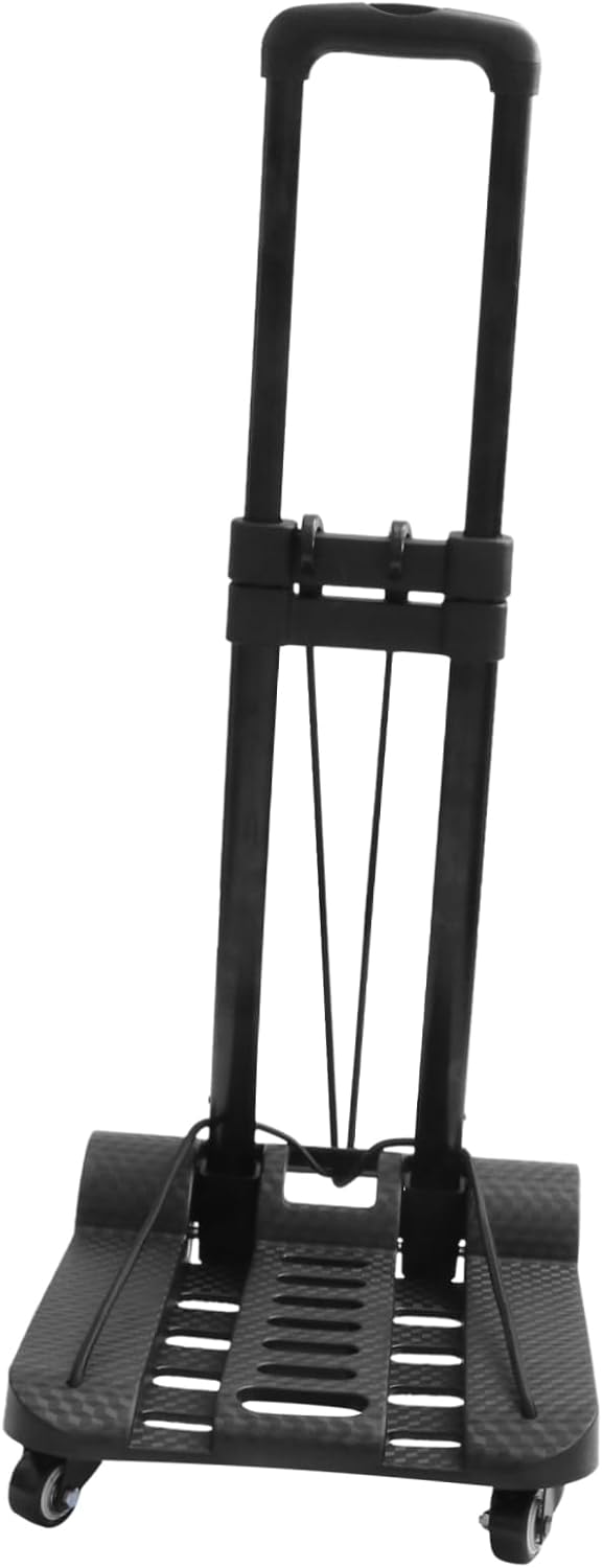 Aluminum Alloy Portable Folding Cart with Thickened Design Small Pull Rod Trolley for Shopping and Travel and Lightweight Random Wheel Color