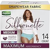 Depend Silhouette Incontinence Underwear for Women, Maximum Absorbency, Disposable, Medium, Lavender/Teal/Berry, 14 Count