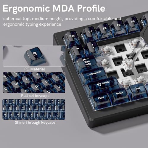 Image of dagaladoo Clear keycaps Set,Translucent Keyboard keycaps,Jelly Key caps | Shine Through keycap Glossy,Transparent MDA Profile Custom keycaps for Mx Switches Mechanical Keyboard(115-keys,Haze Blue)