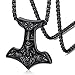 FaithHeart schwarz Herren Anhänger Viking Retro Thors Hammer Anhänger Halskette Viking Amulett Schmuck für Geburtstag Valentinstag