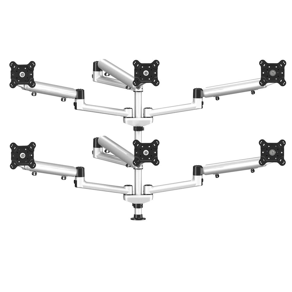 Continews Six Monitors with 7-in-1 Base and Spring Arm Pole Mount