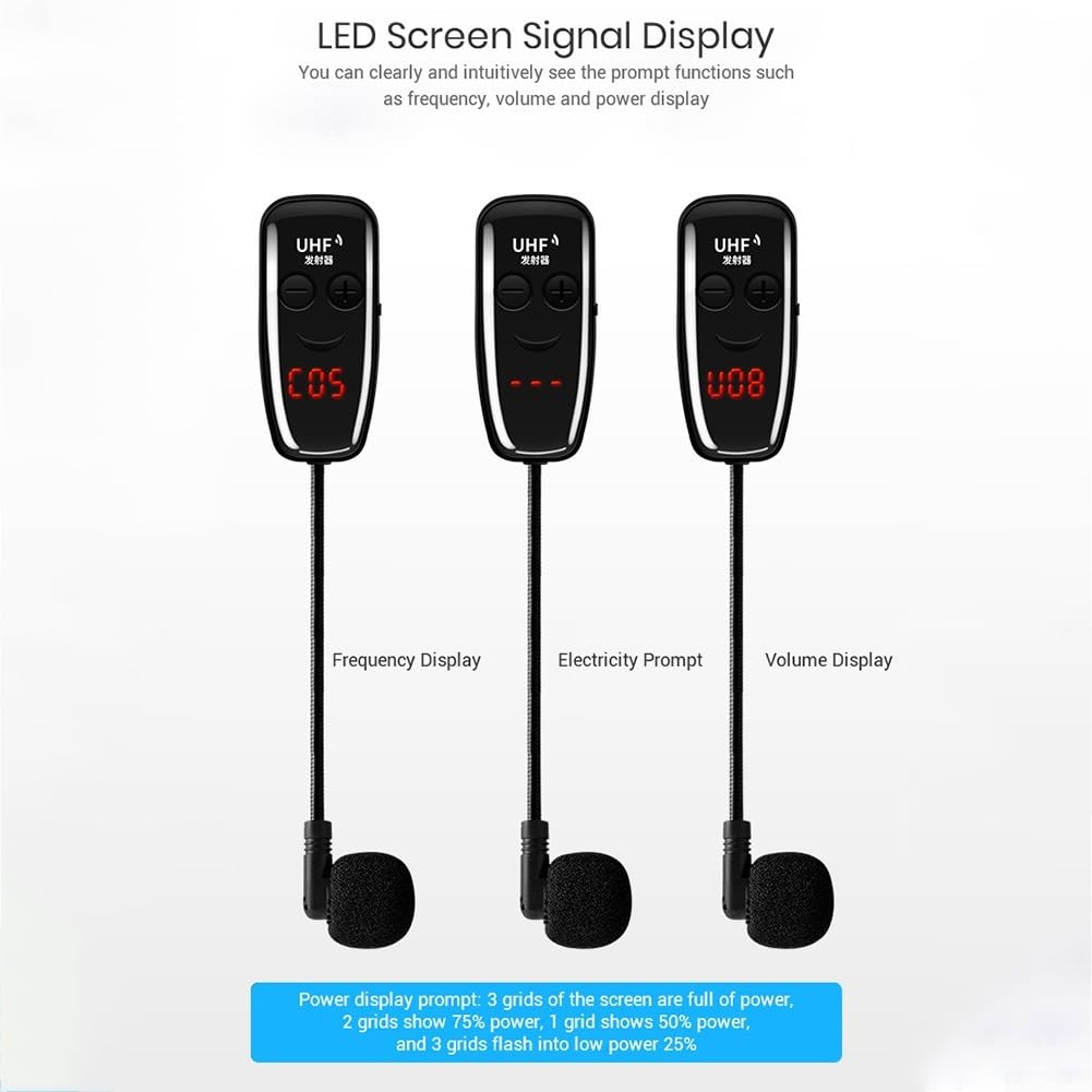 SPORTARC Set di microfoni senza fili, UHF microfono wireless ricaricabile USB Dual Headset System per altoparlante da palco insegna il discorso