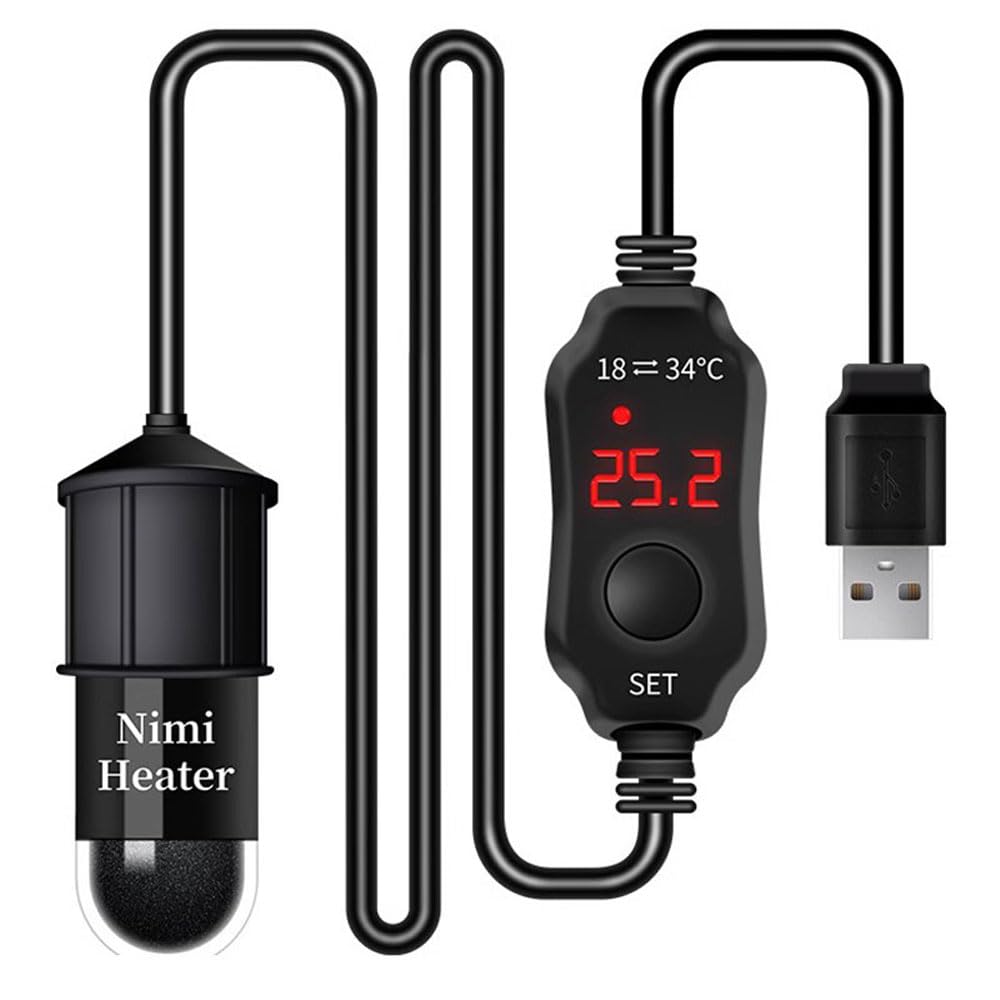 Mini Ogrzewacz do Akwarium, 10W Grzejnik do Akwarium na 4L Akwarium, Regulowany Grzejnik do Akwarium z Wyświetlaczem LED, Grzejnik do Akwarium z Regulacją Temperatury, Grzejnik do Akwarium na