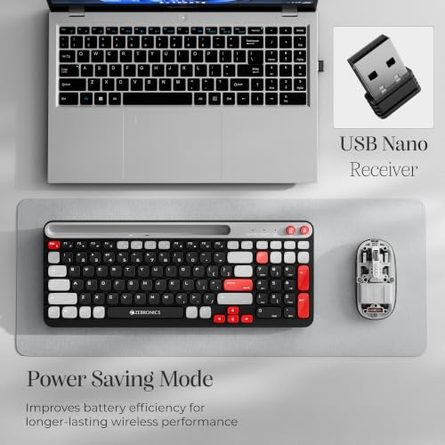 Image of Zebronics Keypad X3 Wireless Keyboard, 102 Keys, 12 Multimedia Keys, 2.4GHz + BT, UV Coated Keycaps, Mobile & Tablet Holder, ₹ Rupee Key, Retractable Stand, USB Nano Receiver (Midnight Black)