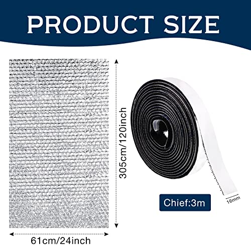 Rv Door Window Skylight Shade Foil Sunshield Reflective Window Cover Diy Rv Skylight Insulator Sunshield Blackout Reflective Cover Car Sunshade Protector With 16 Mm Tape (Silver, 120 X 24 Inches) #TOP1