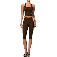 Women's 2 Piece Workout Set Athletic Vest Capri Pants Yoga Gym Fitness Activewear