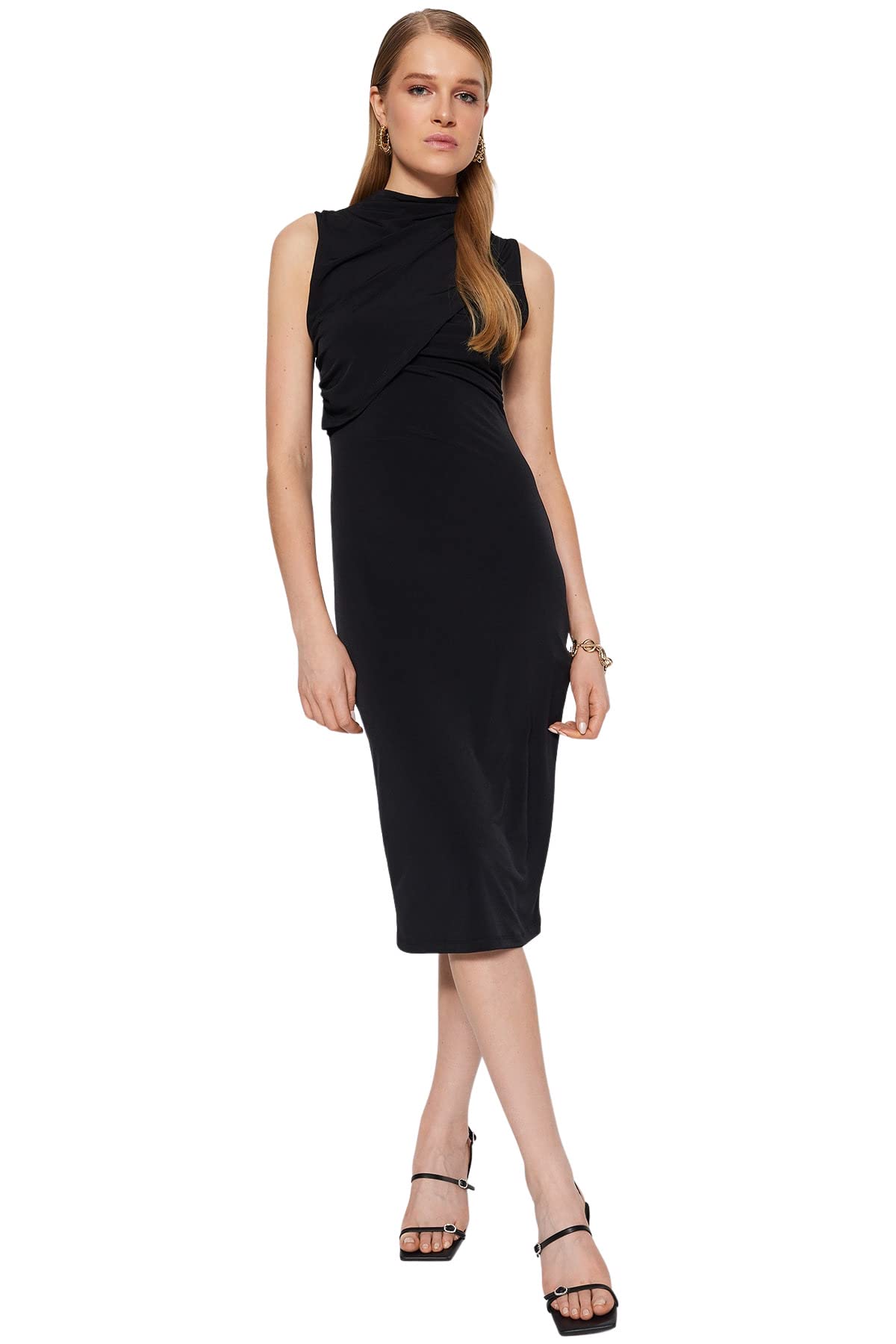 Trendyol Women's Bodycon Slim fit Knit Dress, Black, M