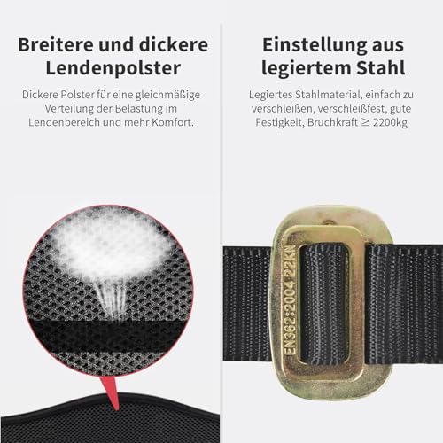 Magicbox Fallschutz Auffanggurt mit Verdickte Lendenwirbelstütze,180cm 150kg für Outdoor Baumklettern Bergsteigen Rettungsdienst Fallschutz Auffanggurt Absturzsicherung Sicherheitsgurt Set