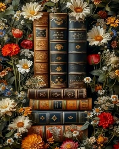 Kit diamant painting complet fleurs et livres COKYIS canevas 40x50cm pour créer un coin lecture cosy