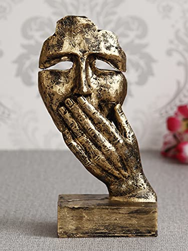 eCraftIndia Antique Look Human Face with Hands on Mouth Handcrafted Decorative Showpiece