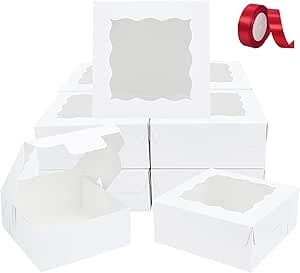 Scatole Regalo Natalizie Per Dolci - 10 Pezzi Con Maniglia, Bianche, Per Biscotti E Cupcake - Foto 6