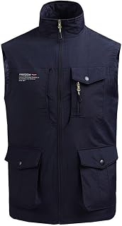 Mymyguoe Men's Sleeveless Vest Lightweight Breathable Fishing Vest Sleeveless Jacket Leisure Jacket Outdoor with Many Pockets Summer Multifunctional Vest Breathable Nylon Fishing Vest