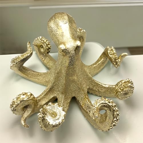 Estatua de pulpo vintage dorada de resina miniatura 2