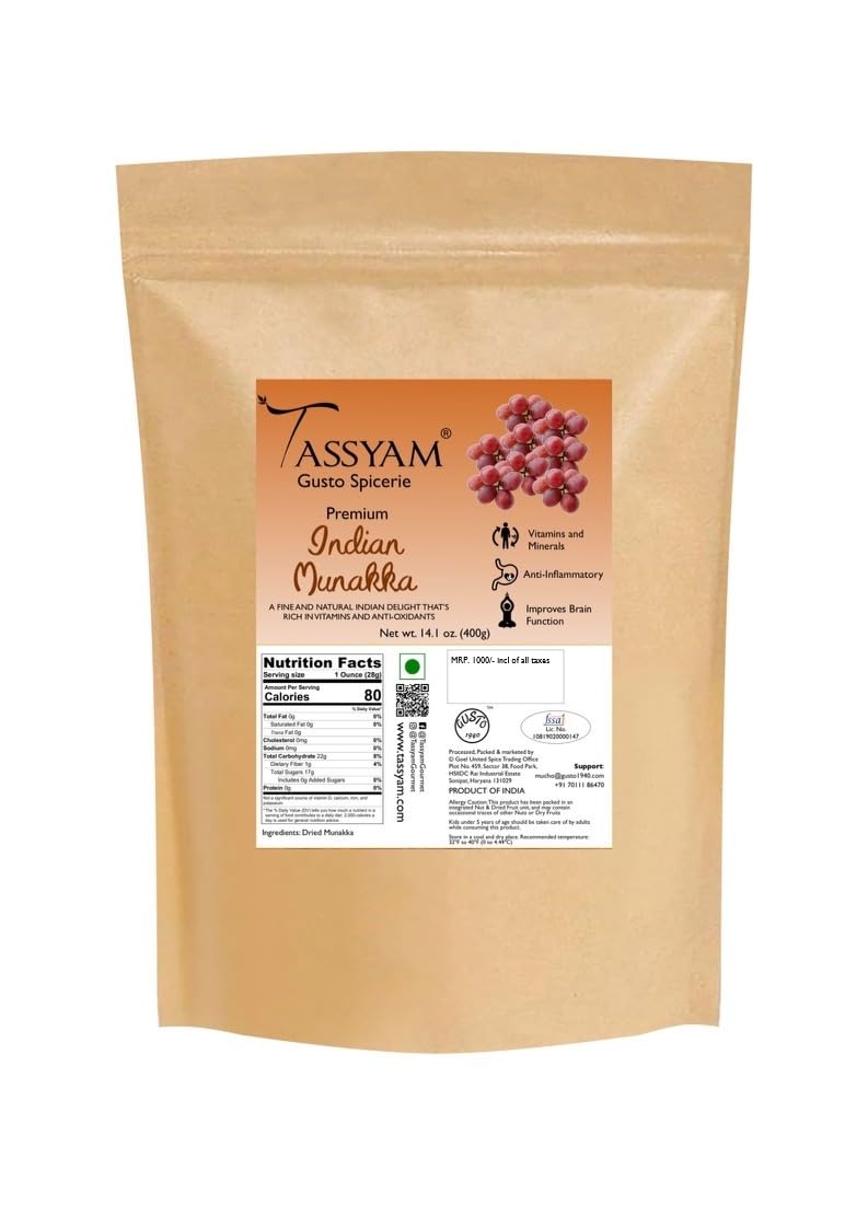 Tassyam Jumbo Munakka 400g | Dried Raisins Pouch