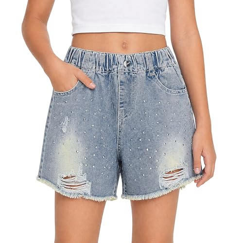 Pantalones cortos de mezclilla holgados para niñas que buscan evitar rozaduras en verano
