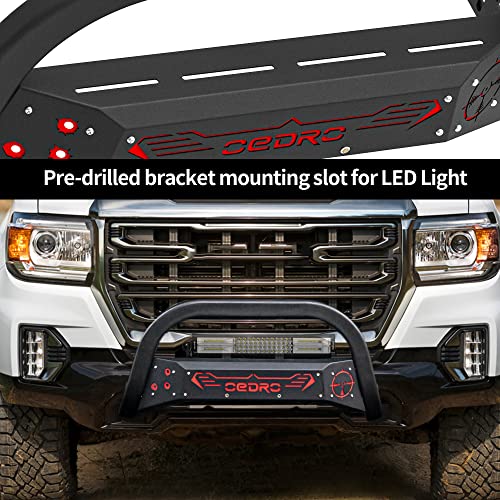 Oedro Paintable Bull Bar Fits 2015-2022 Chevy Colorado/Gmc Canyon, Truck Brush Guard, Front Bumper Push Bar W/Grille Skid Plate Light Mount #TOP2