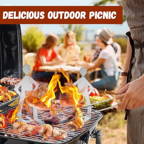 Yooyan Wurst Grillgestelle, 2 Stück Grillwursthalter Aus Edelstahl, Kreativer Stehender Mann Wurst Grillständer, Hot Dog BBQ Tools für Outdoor Camping Kochzubehör, Kreatives Geschenk für Grillliebhabe
