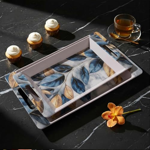 Image of U.P.C Serving Tray Set of 2 / Tray Set for Serving Premium Printed Tray for Serving /Multi-Use Serving Plate (Small, Medium)