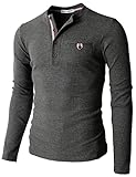 H2H Mens Casual Slim Fit Henley Shirts with Bound Pocket of Waffle Cotton Charcoal US L/Asia XL...
