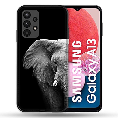 Coque Samsung A13 Éléphant Noir housse silicone souple durable