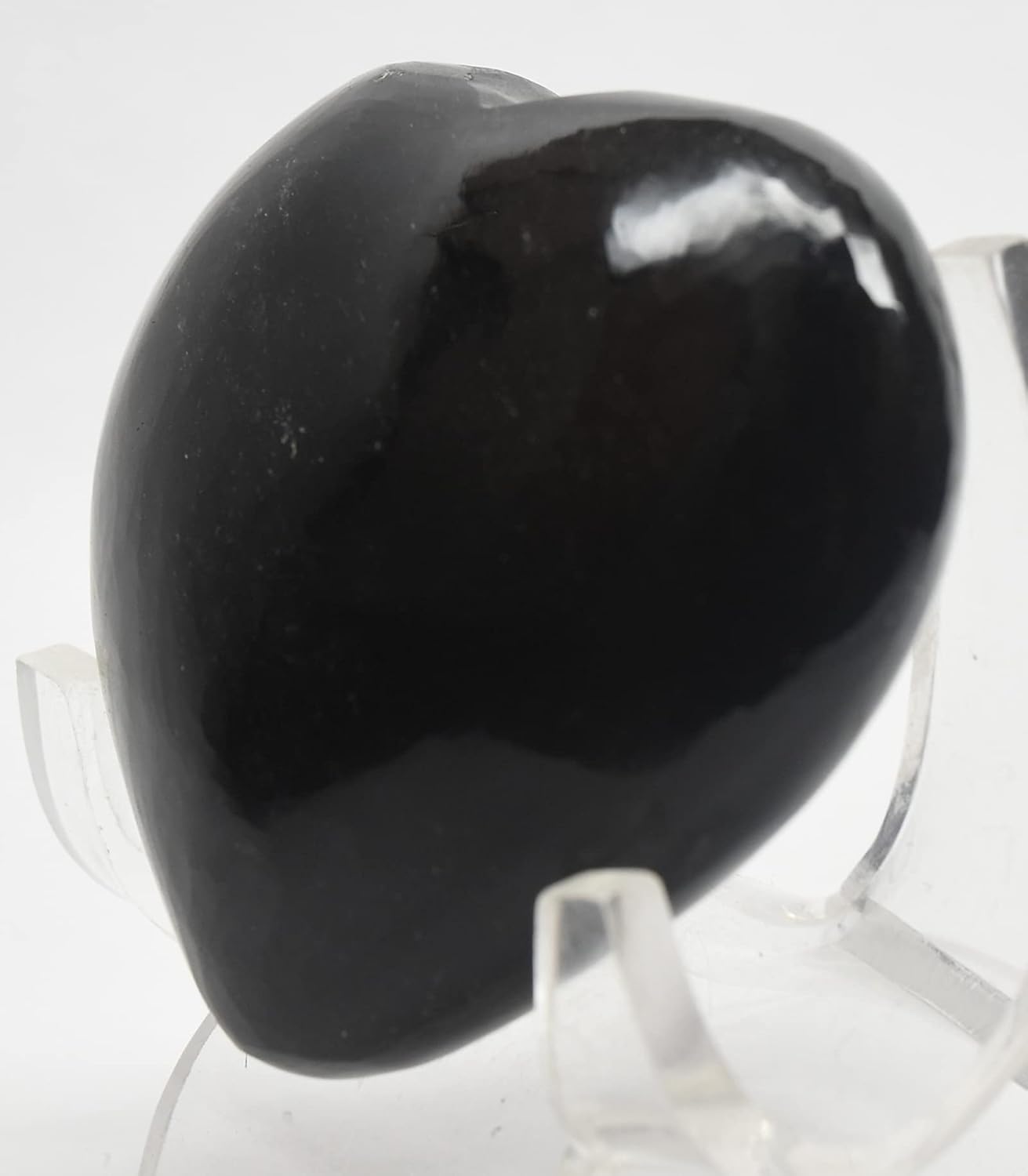 2.3" 90g Silver Sheen Black Obsidian/Volcanic Glass Heart Polished Natural Sparkling Gemstone Crystal Mineral Décor Specimen - Mexico + Stand