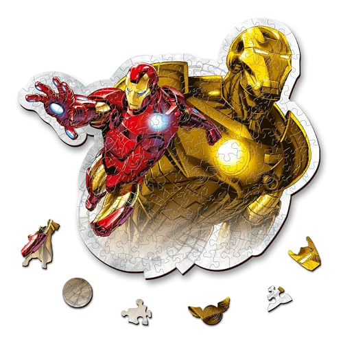 Trefl Marvel Wood Craft 160 Piece Jigsaw Puzzle Brave Iron Man Irregular Shapes, 10 Special Puzzles, Modern Premium Jigsaw, for Adults and Children...